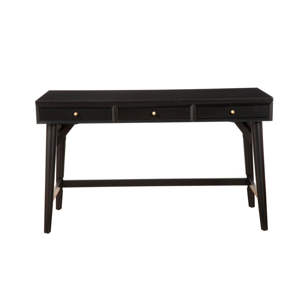 Writing Desk with 3 Drawers and Angled Legs, Black - BM261884