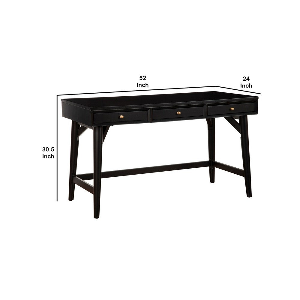 Writing Desk with 3 Drawers and Angled Legs, Black - BM261884