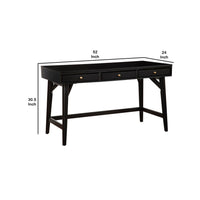 Writing Desk with 3 Drawers and Angled Legs, Black - BM261884