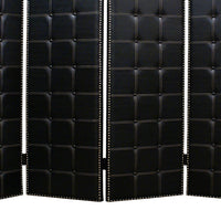 Wooden 4 Panel Screen with Button Tufting and Nailhead Trims, Black - BM26463