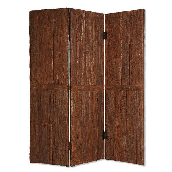 Wooden Foldable 3 Panel Room Divider with Plank Style, Small, Brown - BM26473