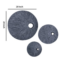 Ribbed Round Sandstone Wall Decor with Cut Out Near the Edge, Medium, Gray - BM26626