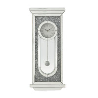 Wall Clock with Mirror Trim and Molded Design, Silver - BM268979