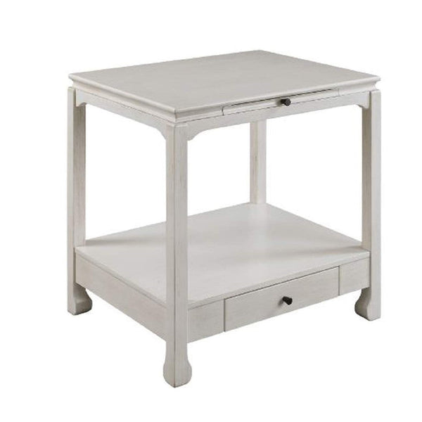 Accent Table with Pull Out Tray and 1 Drawer, Antique White - BM269048