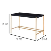 Writing Desk with USB Dock and Metal Legs, Black and Rose Gold - BM269051