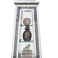 Mirrored Grandfather Clock with 3 Open Compartments, Silver - BM269090