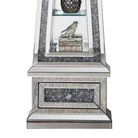 Mirrored Grandfather Clock with 3 Open Compartments, Silver - BM269090