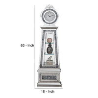 Mirrored Grandfather Clock with 3 Open Compartments, Silver - BM269090