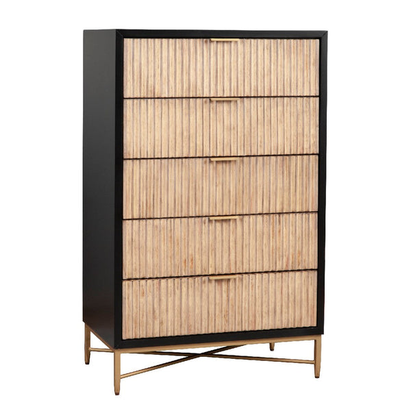 Chest with 5 Corrugated Drawers and Metal Base, Black - BM269166
