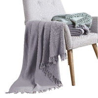 Veria 50 x 60 Reversible Cotton Throw with Fringes The Urban Port, Gray - BM269171