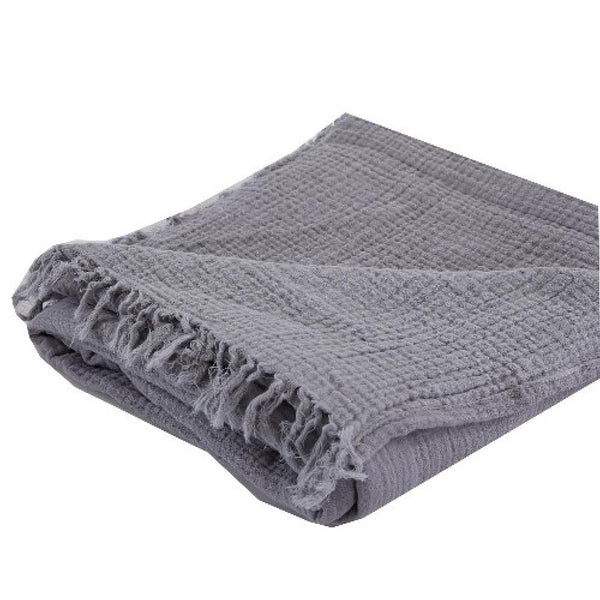 Veria 50 x 60 Reversible Cotton Throw with Fringes The Urban Port, Gray - BM269171