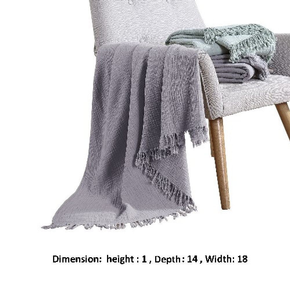 Veria 50 x 60 Reversible Cotton Throw with Fringes The Urban Port, Gray - BM269171