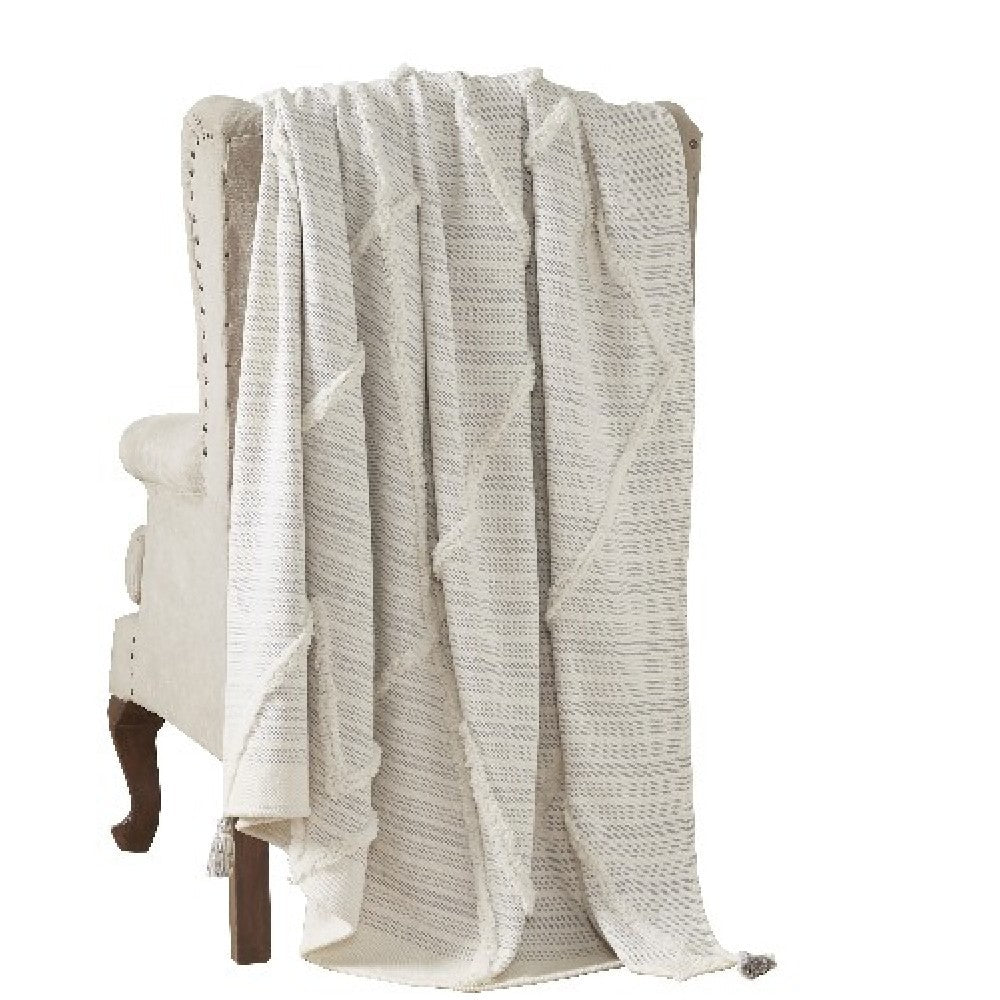 Veria 60 x 70 Cotton Throw with Diamond Pattern  Gray - BM269188