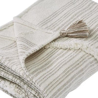 Veria 60 x 70 Cotton Throw with Diamond Pattern The Urban Port, Off White - BM269189