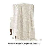 Veria 60 x 70 Cotton Throw with Diamond Pattern The Urban Port, Off White - BM269189