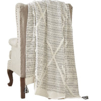 Veria 60 x 70 Cotton Throw with Diamond Pattern The Urban Port, Black - BM269190