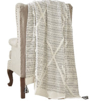 Veria 60 x 70 Cotton Throw with Diamond Pattern  Black - BM269190