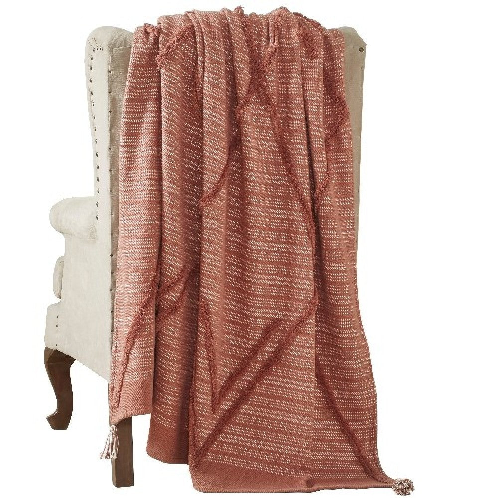 Veria 60 x 70 Cotton Throw with Diamond Pattern The Urban Port, Brown - BM269191