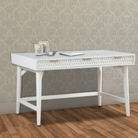 Writing Desk with 3 Drawers and Wooden Frame, White - BM269318