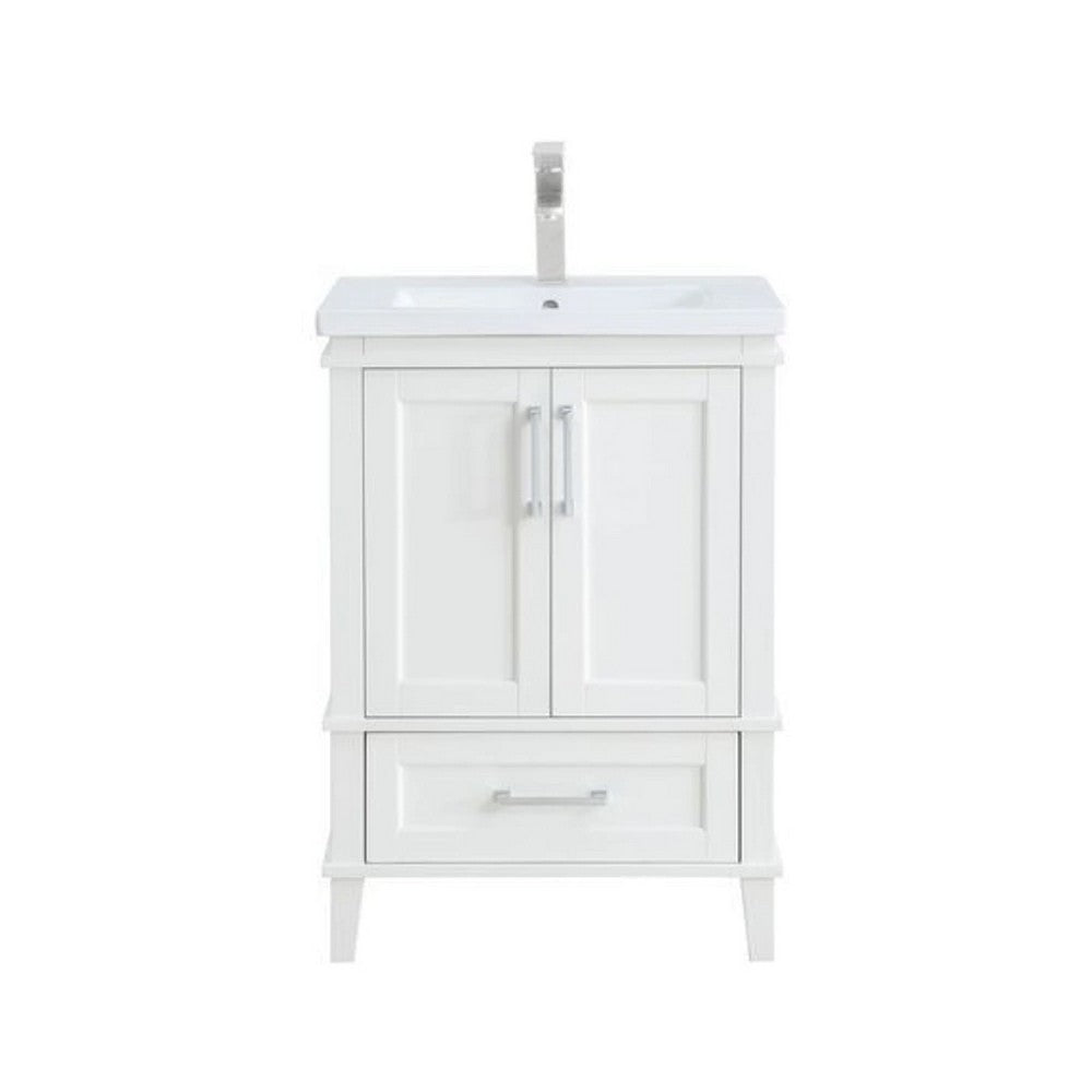 Wooden Sink Cabinet with Ceramic Basin, white - BM269582
