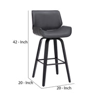 30 Inch Bar Stool with Curved Padded Back and Seat, Gray - BM270436