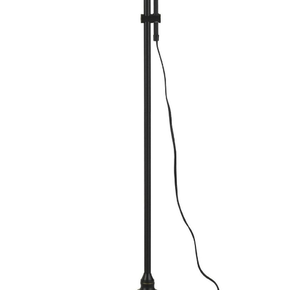 47 Inch Adjustable Metal Floor Lamp and Tapered Shade, Black - BM271949