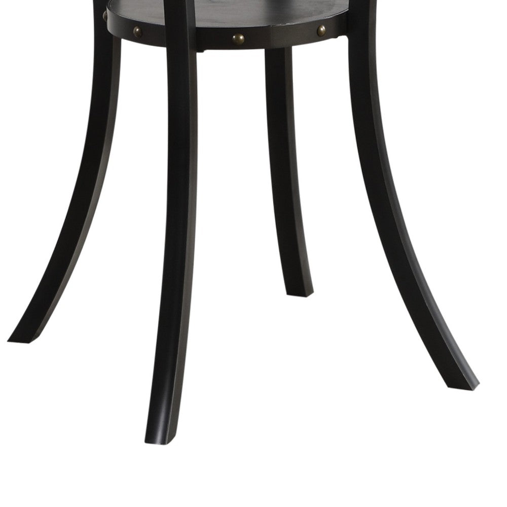 36 Inch Round Wood Bar Table with Flared Legs, Black - BM272077