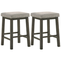 25 Inch Wooden Bar Stool with Fabric Seat, Set of 2, Gray - BM272098