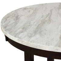Kate 42 Inch Round Counter Table with Faux Marble, White and Black - BM272104