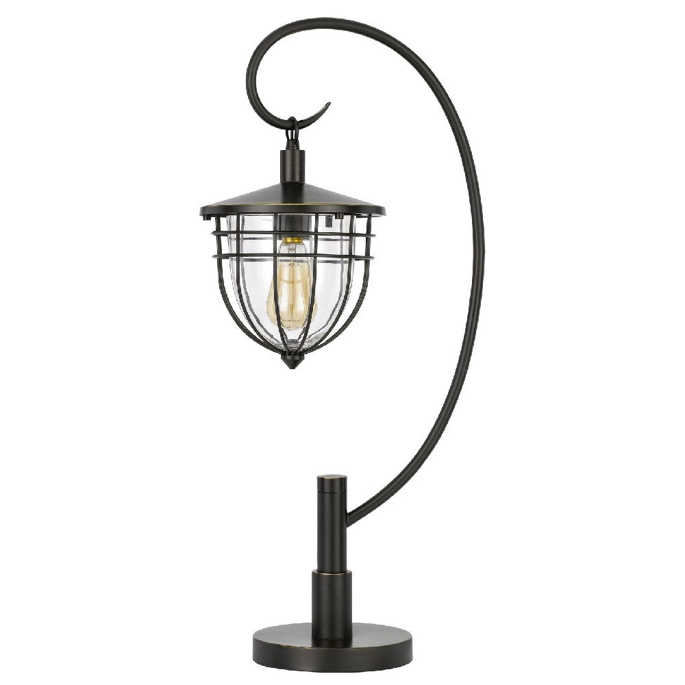 30 Inch Metal Downbridge Lantern Table Lamp, Bronze Black - BM272201