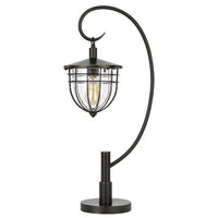 30 Inch Metal Downbridge Lantern Table Lamp, Bronze Black - BM272201