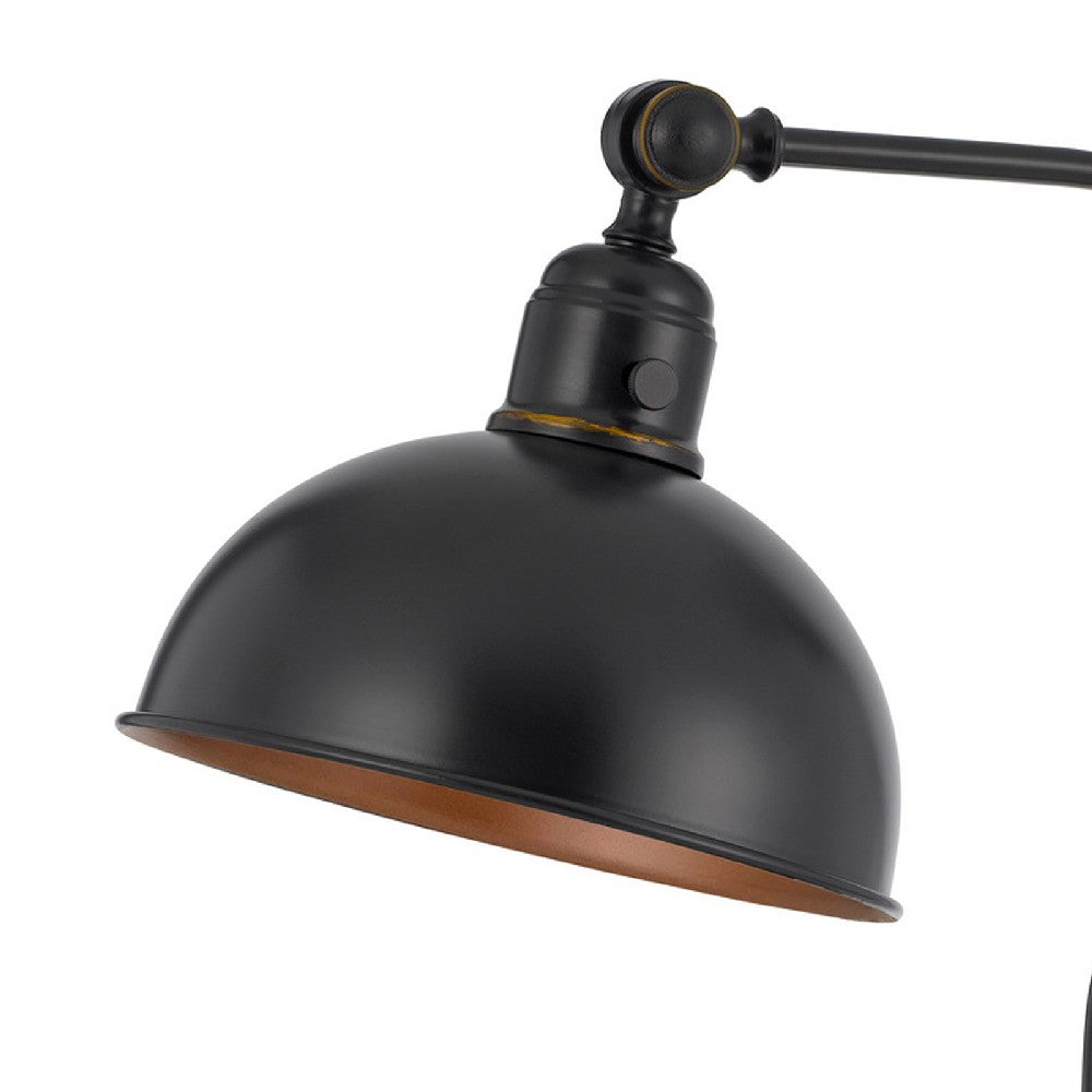 25 Inch Metal Curved Desk Lamp, Adjustable Shade, Bronze Black - BM272206
