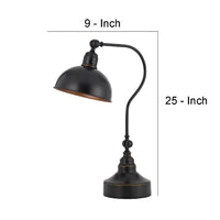 25 Inch Metal Curved Desk Lamp, Adjustable Shade, Bronze Black - BM272206