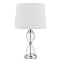 23 Inch Hourglass Ribbed Glass Base Table Lamp, Dimmer, Clear - BM272213