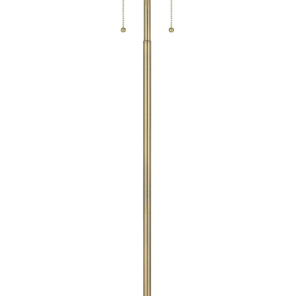 64 Inch Metal Floor Lamp with Pull Chain Switch, Brass - BM272214