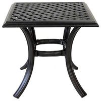 22 Inch Wynn Outdoor Patio Metal End Table, Pattern Top, Black - BM272250