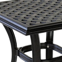 22 Inch Wynn Outdoor Patio Metal End Table, Pattern Top, Black - BM272250