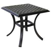 22 Inch Wynn Outdoor Patio Metal End Table, Pattern Top, Black - BM272250
