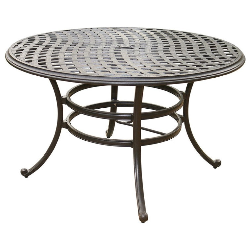 49 Inch Wynn Outdoor Patio Round Open Metal Dining Table, Black - BM272254