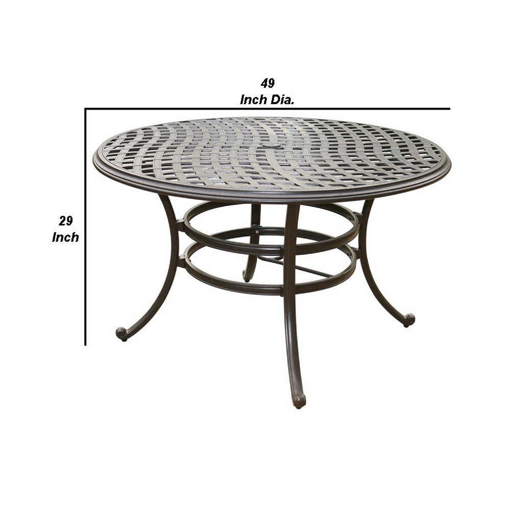 49 Inch Wynn Outdoor Patio Round Open Metal Dining Table, Black - BM272254