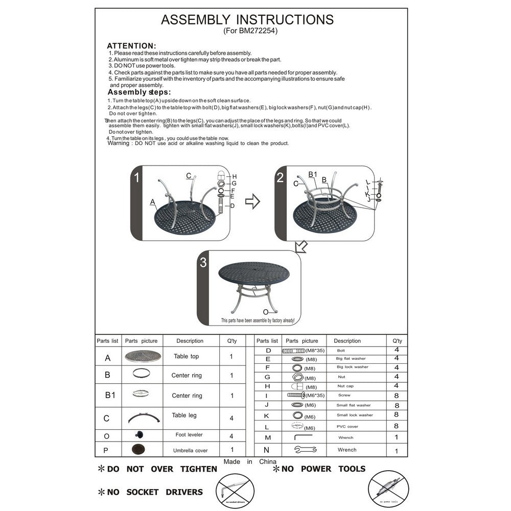 49 Inch Wynn Outdoor Patio Round Open Metal Dining Table, Black - BM272254