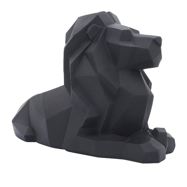 13 Inch Resin Accent Decor with Sitting Lion Design, Black - BM272296