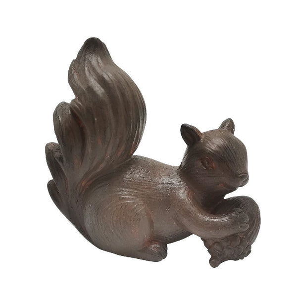 7 Inch Resin Accent Decor with Sitting Squirrel and Acorn Nut, Brown - BM272298