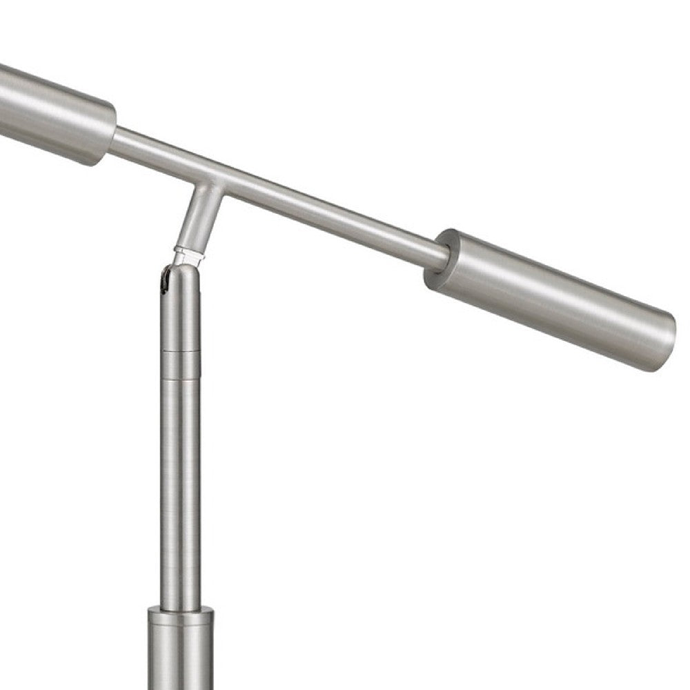 16 Inch Adjustable LED Office Desk Lamp, 2 USB Ports, Silver - BM272313