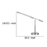 16 Inch Adjustable LED Office Desk Lamp, 2 USB Ports, Silver - BM272313