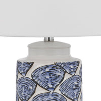 27 Inch Coastal Ceramic Table Lamp, Dimmer, Sea Shells, Blue - BM272350