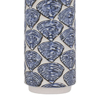 27 Inch Coastal Ceramic Table Lamp, Dimmer, Sea Shells, Blue - BM272350