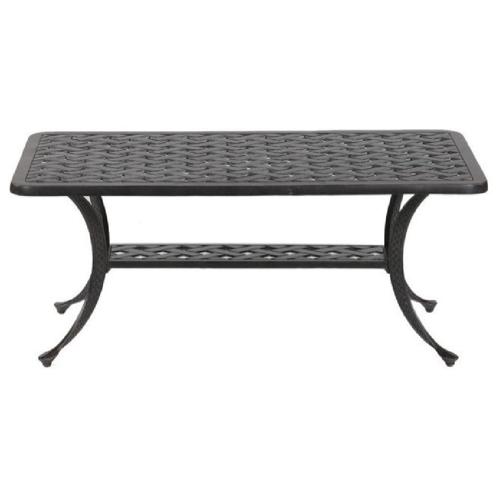42 Inch Cast Metal Outdoor Patio Coffee Table, Dark Bronze - BM272415