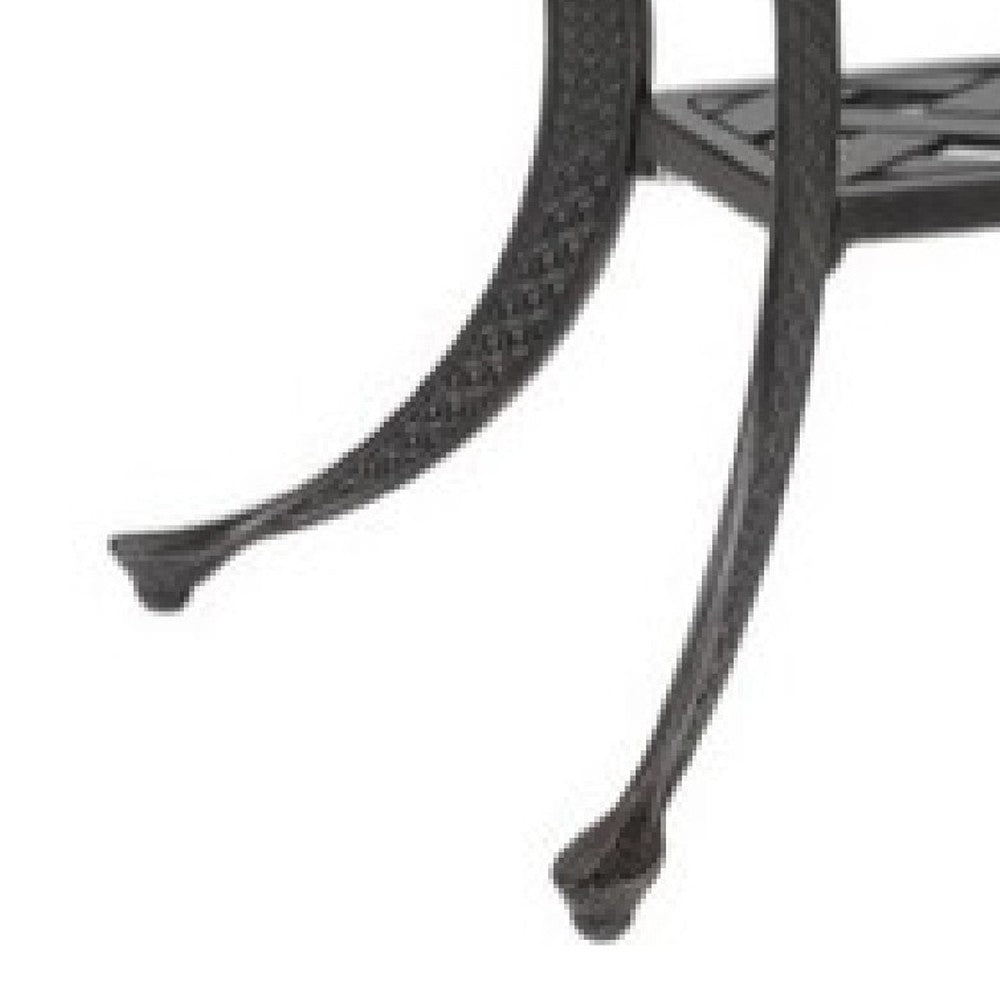 42 Inch Cast Metal Outdoor Patio Coffee Table, Dark Bronze - BM272415