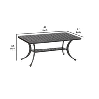 42 Inch Cast Metal Outdoor Patio Coffee Table, Dark Bronze - BM272415